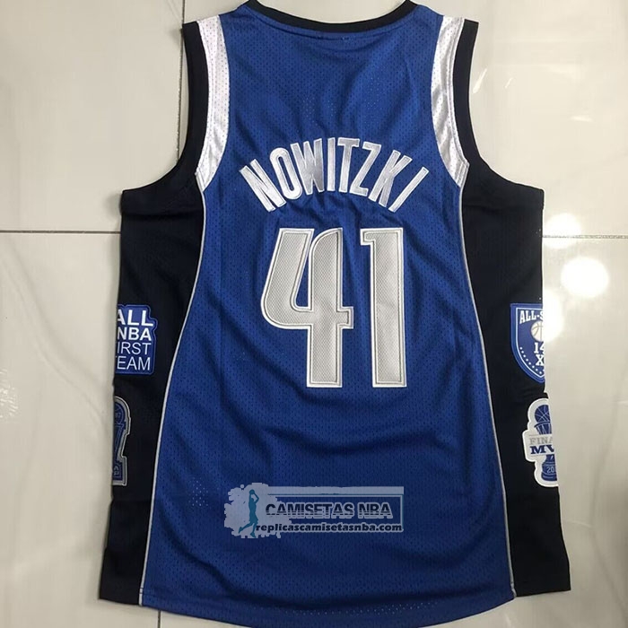 Camiseta Dallas Mavericks Kyrie Irving NO 41 Hall of Fame Mitchell & Ness 1998 Azul